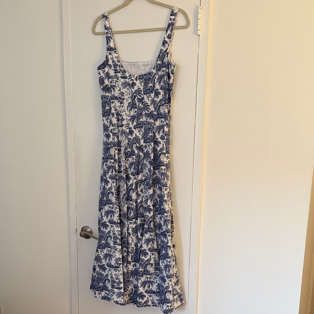 STAUD Blue and White Printed Maxi Dress - Picture 6 of 8
